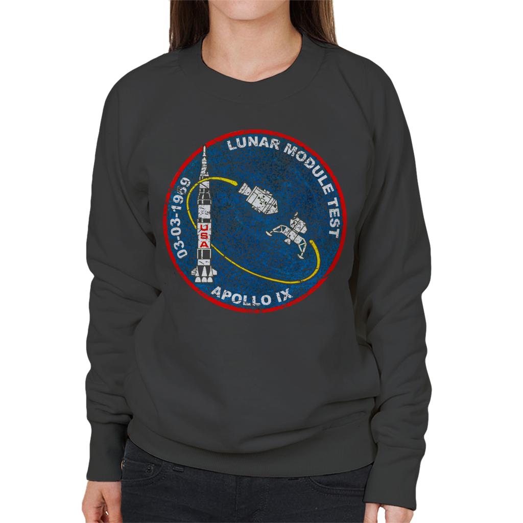 NASA Apollo 9 Mission Badge Distressed Women's Sweatshirt-ALL + EVERY