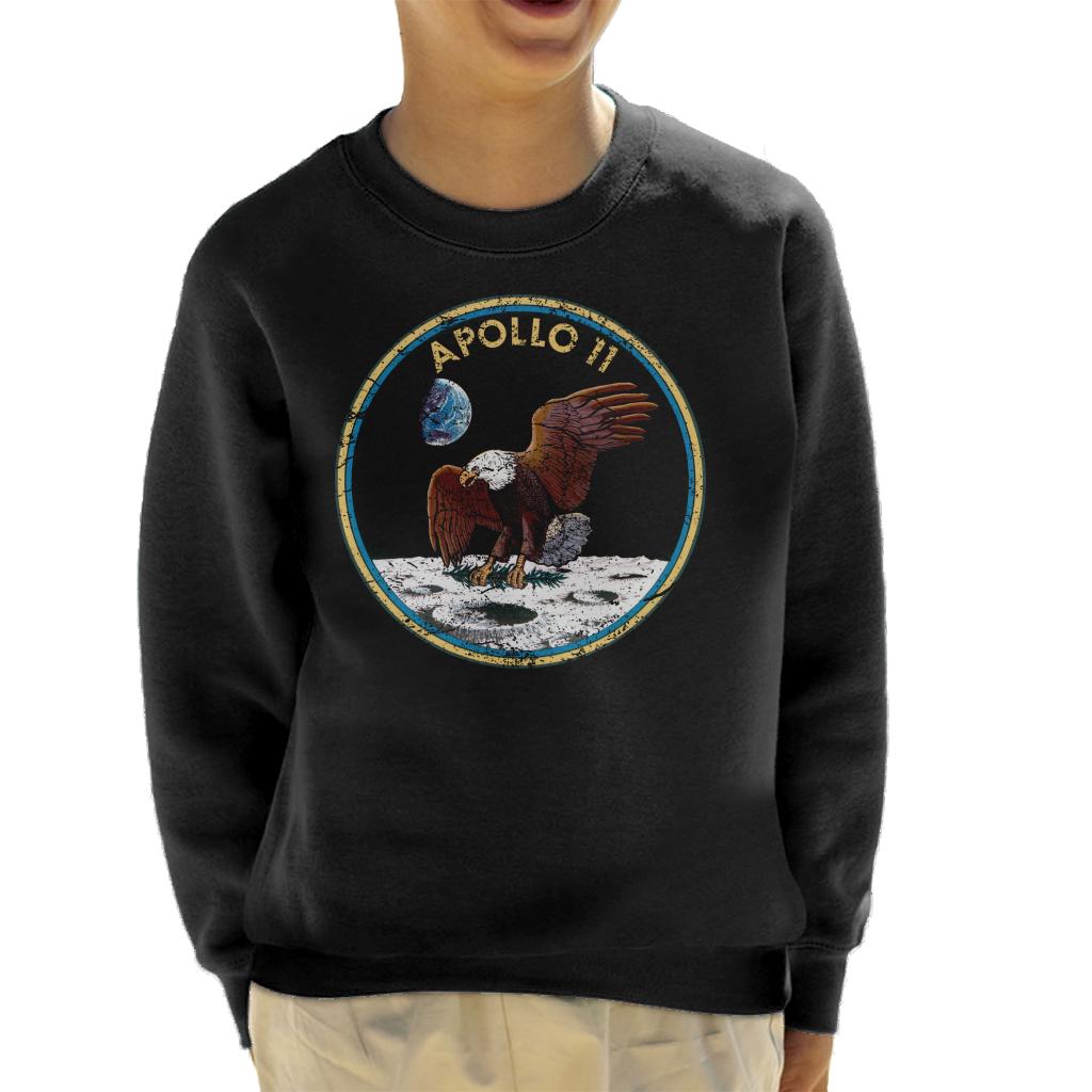 NASA Apollo 11 Mission Badge Distressed Kids Sweatshirt-ALL + EVERY