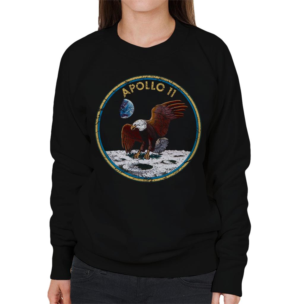 NASA Apollo 11 Mission Badge Distressed Women's Sweatshirt-ALL + EVERY