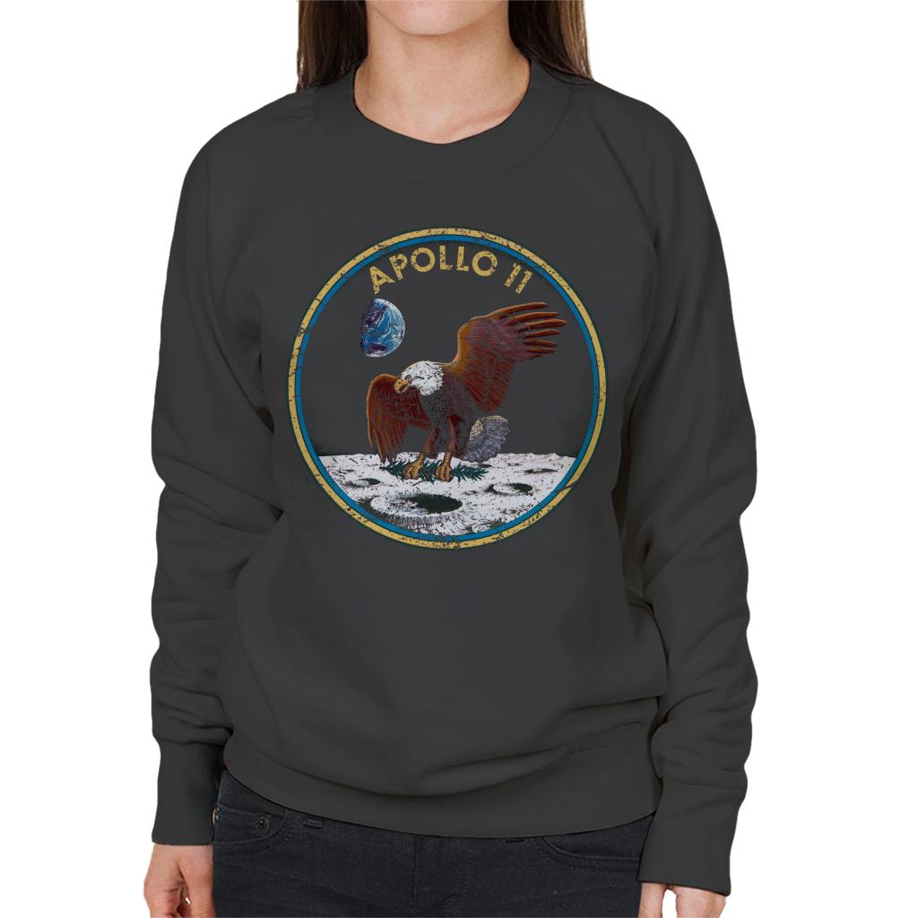 NASA Apollo 11 Mission Badge Distressed Women's Sweatshirt-ALL + EVERY