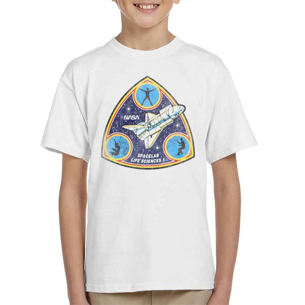 NASA Spacelab Life Sciences 1 Mission Badge Distressed Kids T-Shirt-ALL + EVERY