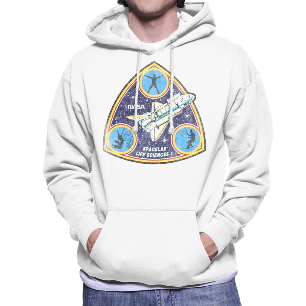 NASA Spacelab Life Sciences 1 Mission Badge Distressed Men's Hooded Sweatshirt-ALL + EVERY