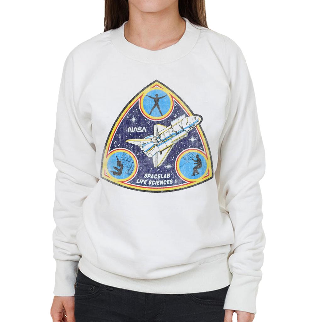 NASA Spacelab Life Sciences 1 Mission Badge Distressed Women's Sweatshirt-ALL + EVERY