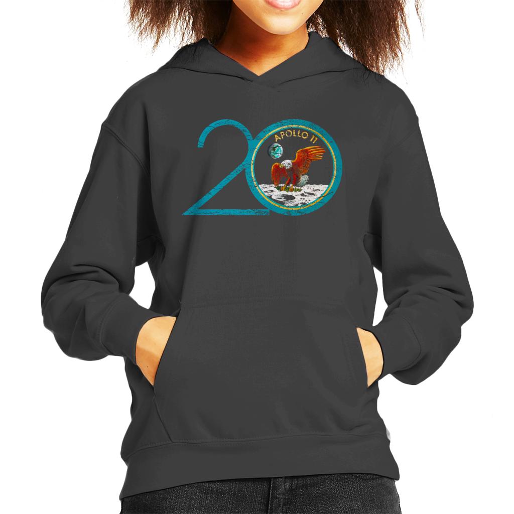 NASA Apollo 11 20th Anniversary Badge Distressed Kids Hooded Sweatshirt-ALL + EVERY