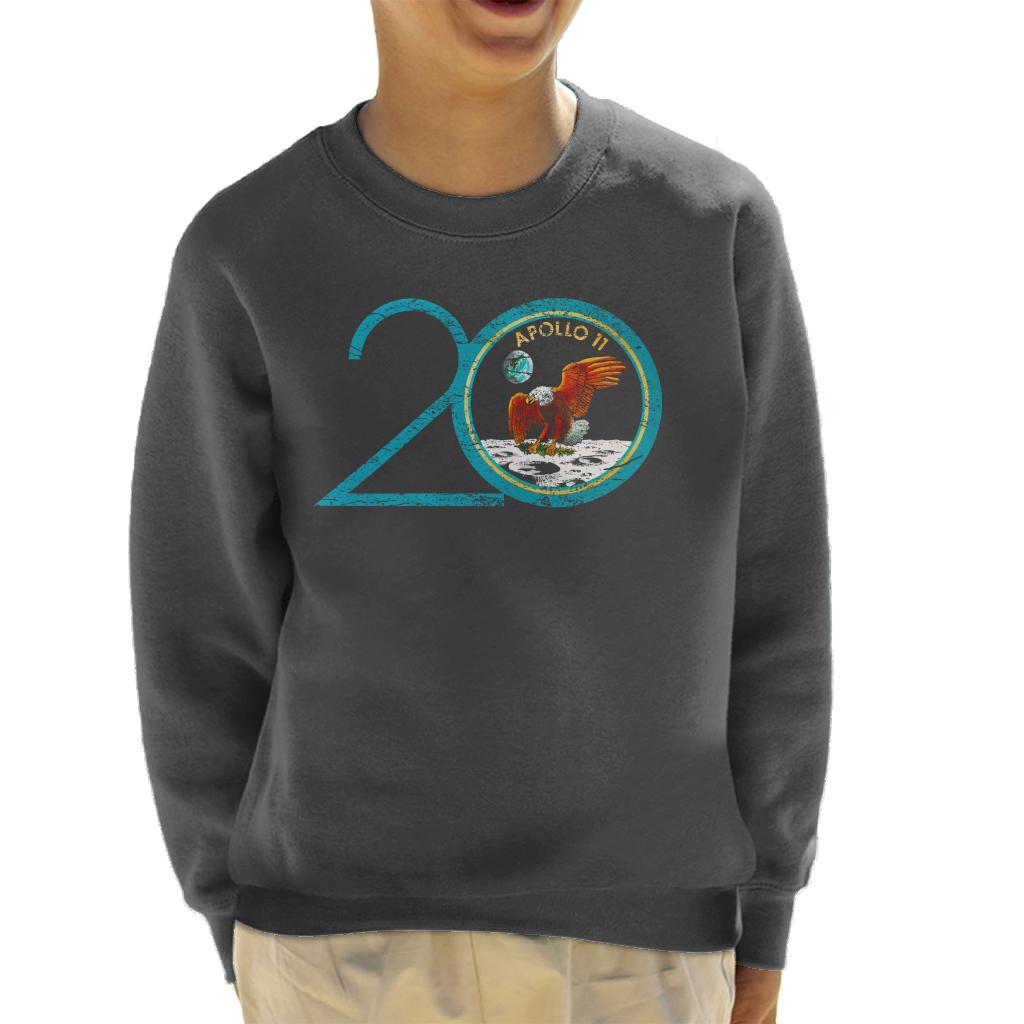 NASA Apollo 11 20th Anniversary Badge Distressed Kids Sweatshirt-ALL + EVERY