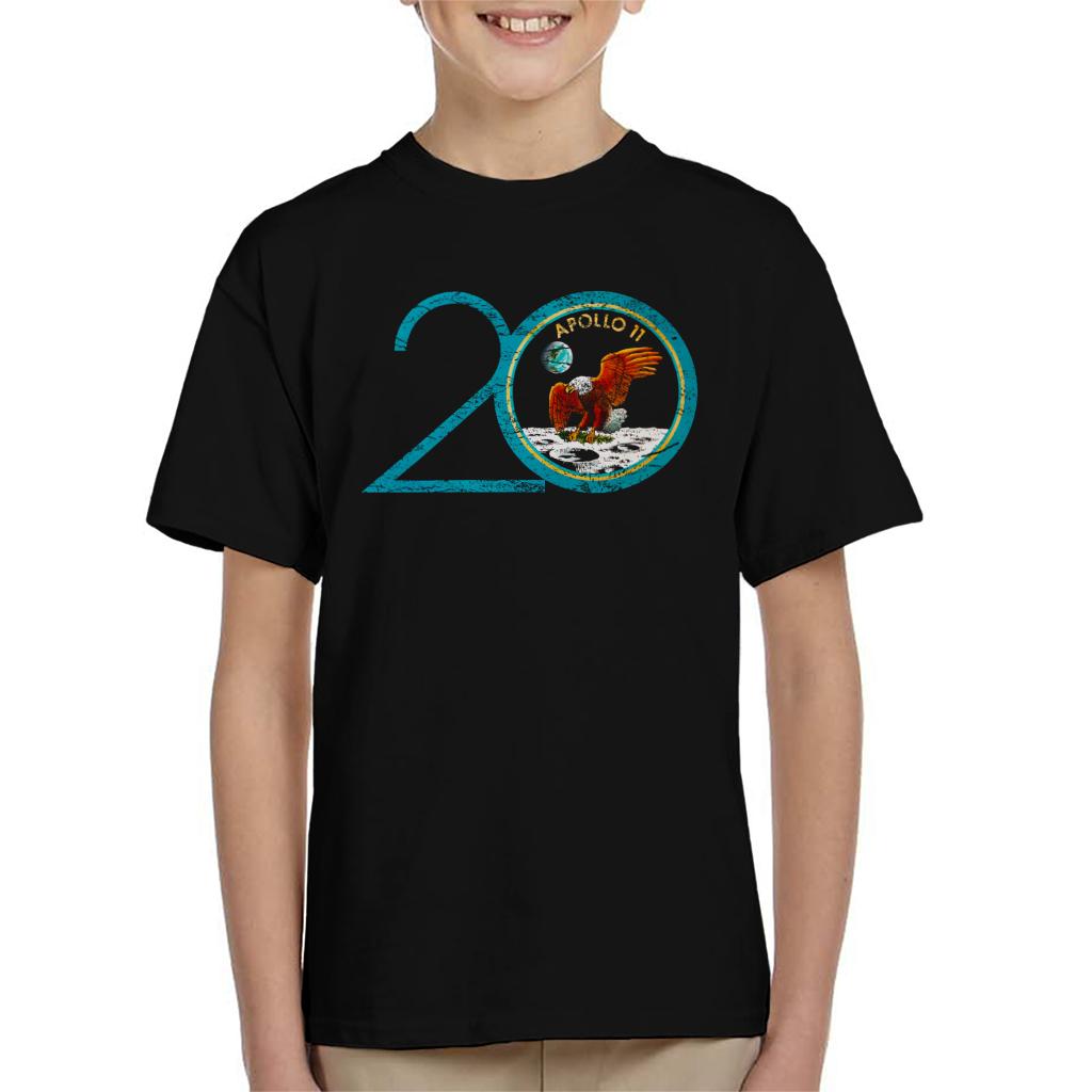 NASA Apollo 11 20th Anniversary Badge Distressed Kids T-Shirt-ALL + EVERY