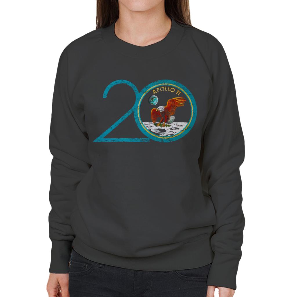 NASA Apollo 11 20th Anniversary Badge Distressed Women's Sweatshirt-ALL + EVERY