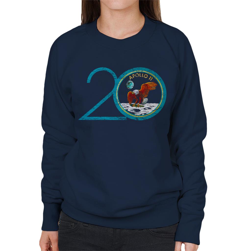 NASA Apollo 11 20th Anniversary Badge Distressed Women's Sweatshirt-ALL + EVERY