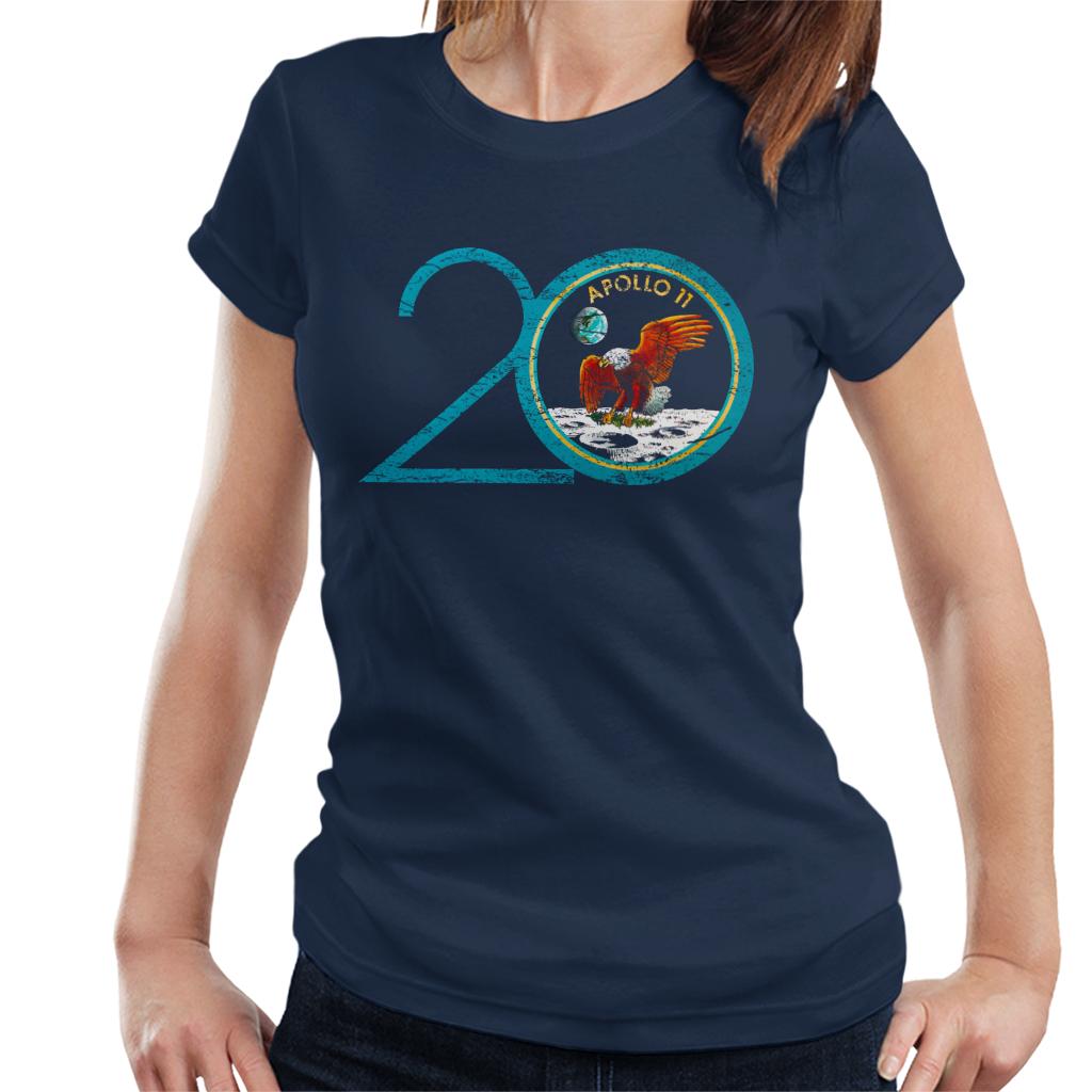 NASA Apollo 11 20th Anniversary Badge Distressed Women's T-Shirt-ALL + EVERY