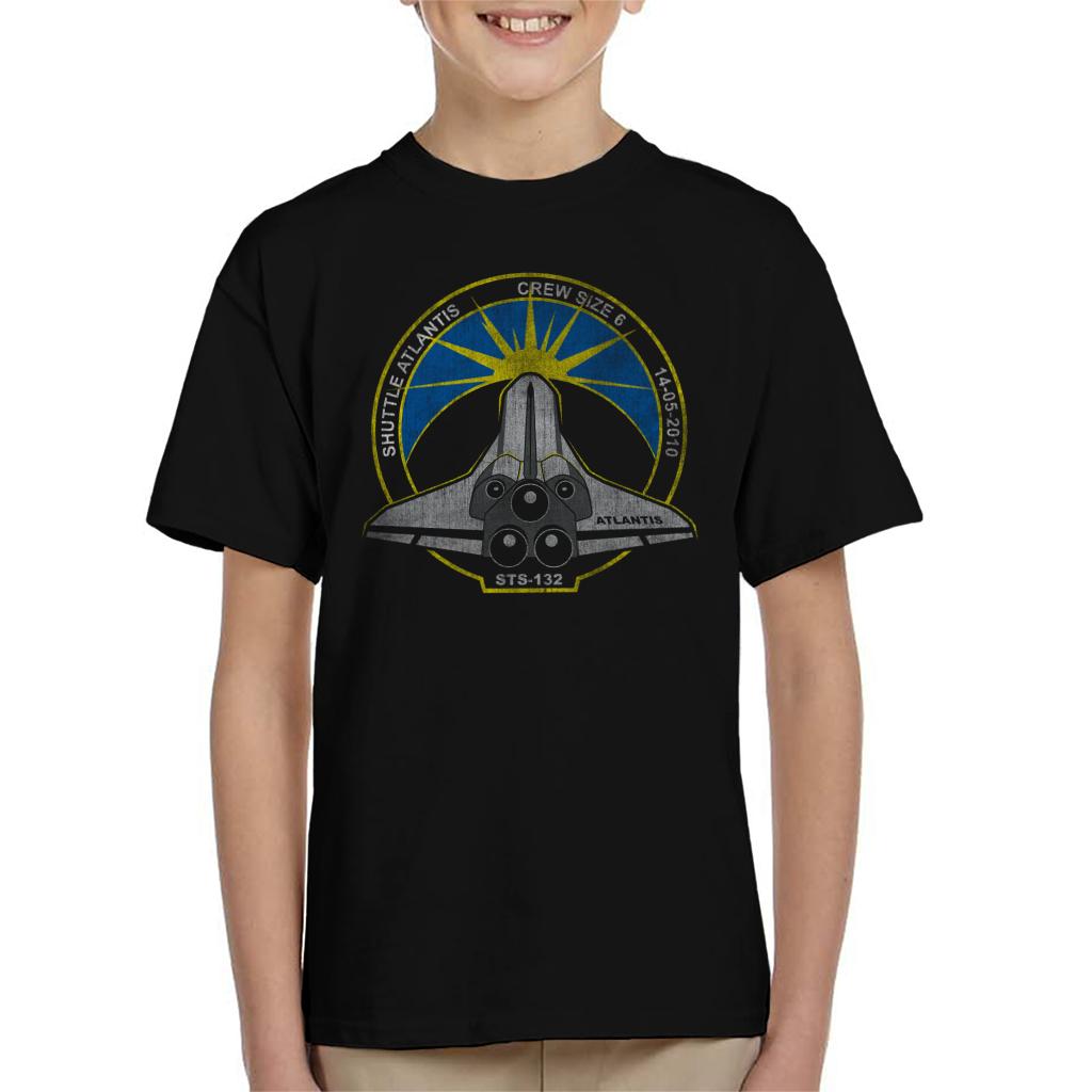 NASA STS 132 Atlantis Mission Badge Distressed Kids T-Shirt-ALL + EVERY