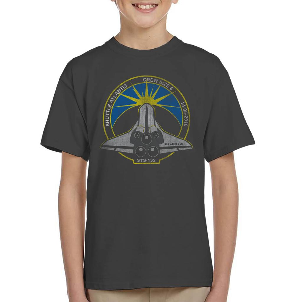 NASA STS 132 Atlantis Mission Badge Distressed Kids T-Shirt-ALL + EVERY