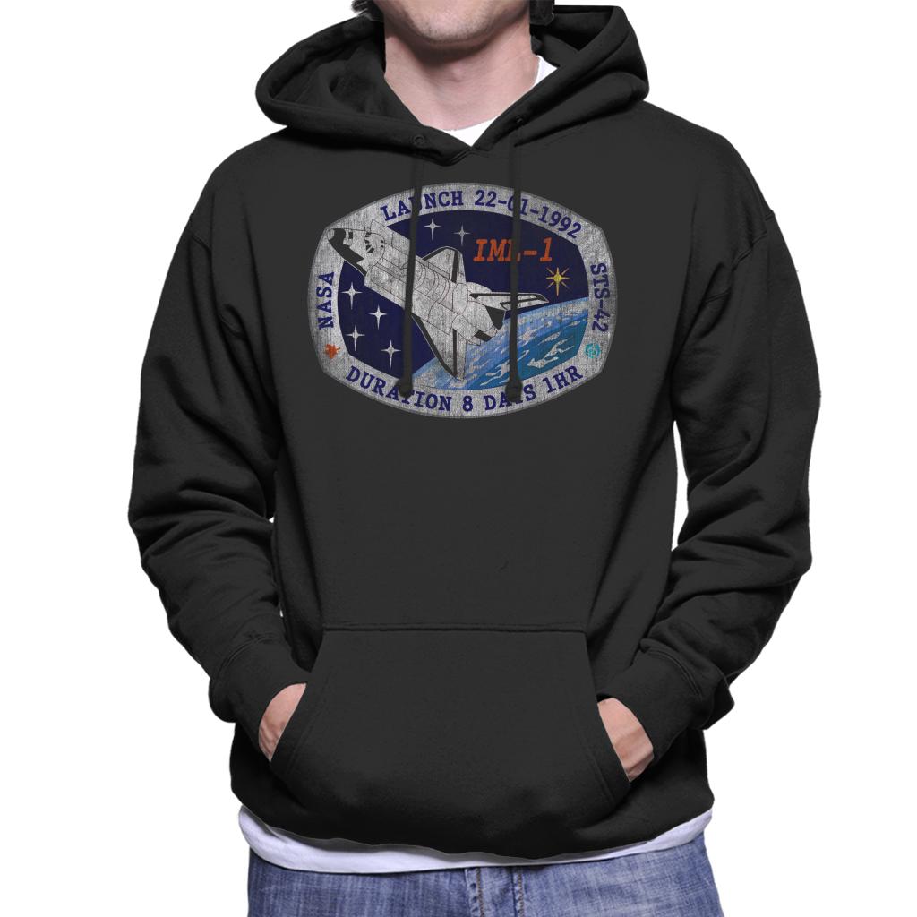 NASA STS 42 Discovery Mission Badge Distressed Men's Hooded Sweatshirt-ALL + EVERY