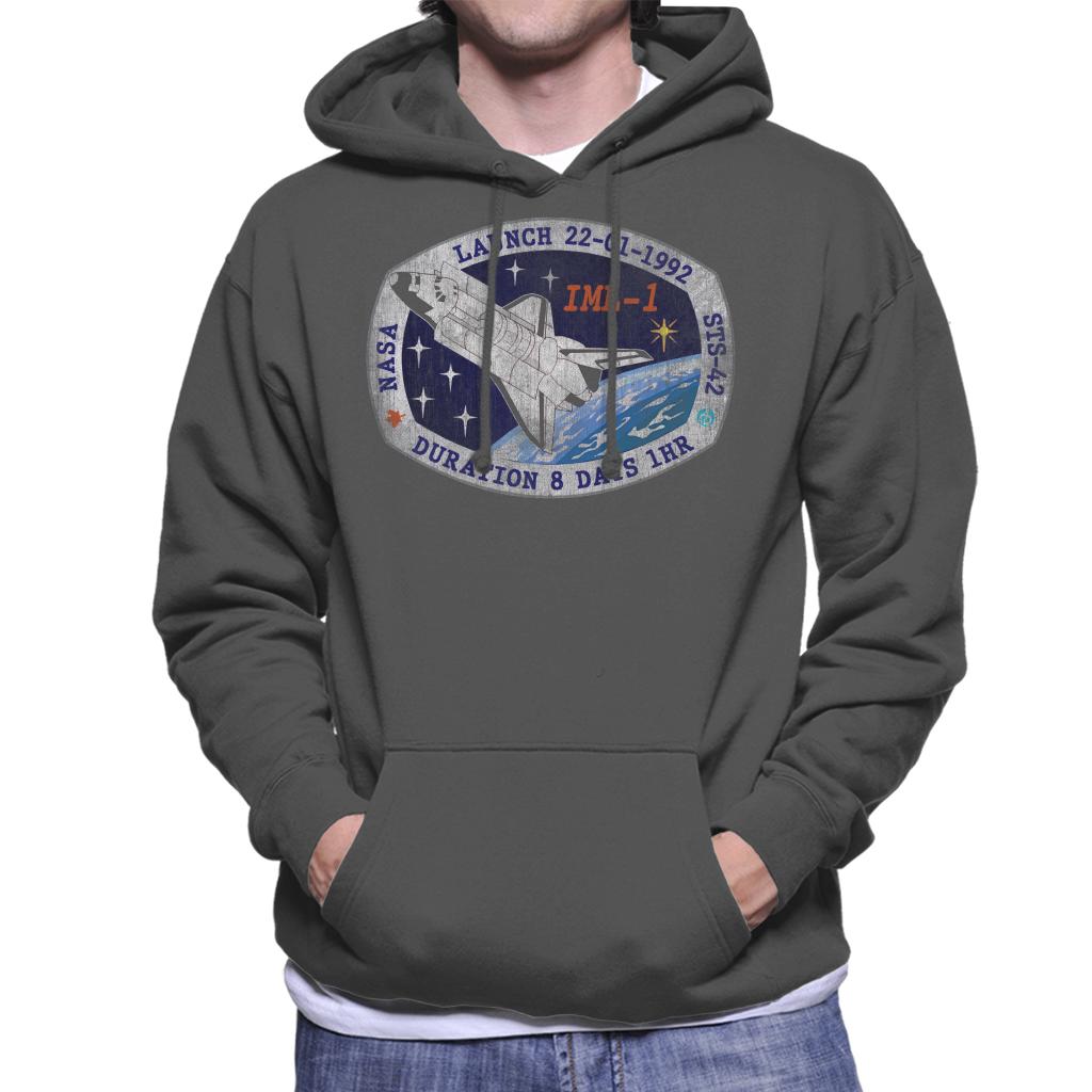 NASA STS 42 Discovery Mission Badge Distressed Men's Hooded Sweatshirt-ALL + EVERY