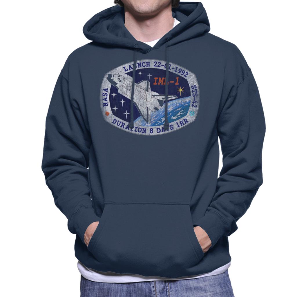 NASA STS 42 Discovery Mission Badge Distressed Men's Hooded Sweatshirt-ALL + EVERY