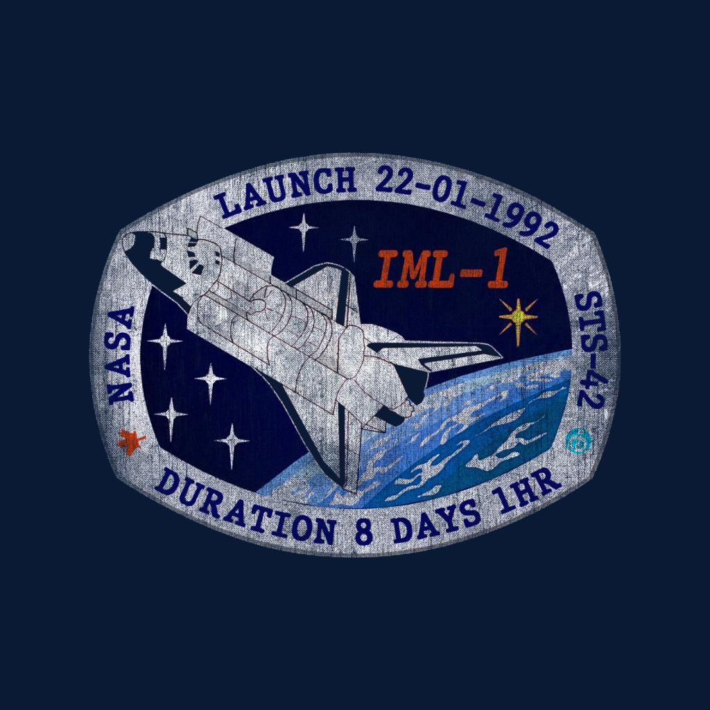 NASA STS 42 Discovery Mission Badge Distressed Men's Sweatshirt-ALL + EVERY