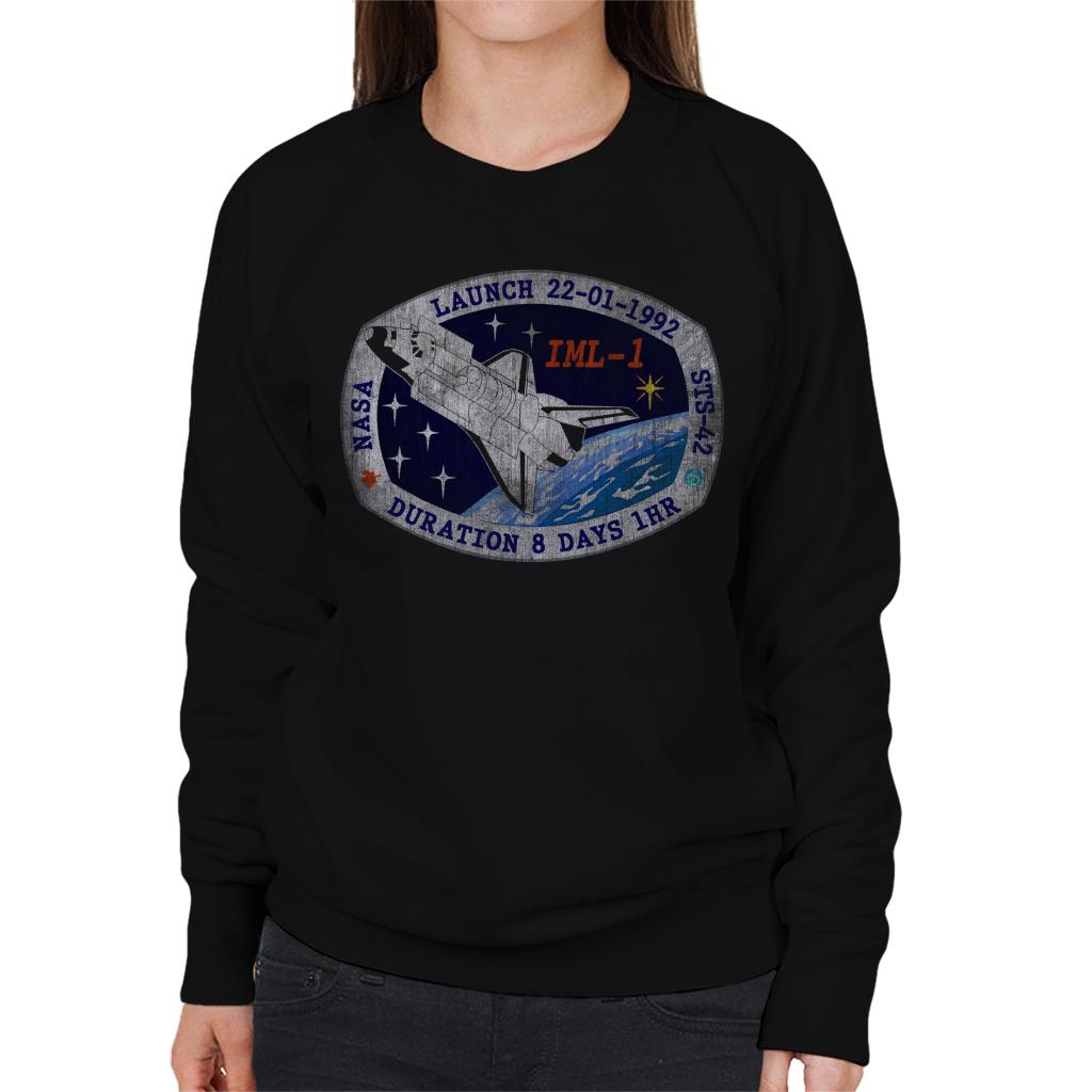 NASA STS 42 Discovery Mission Badge Distressed Women's Sweatshirt-ALL + EVERY