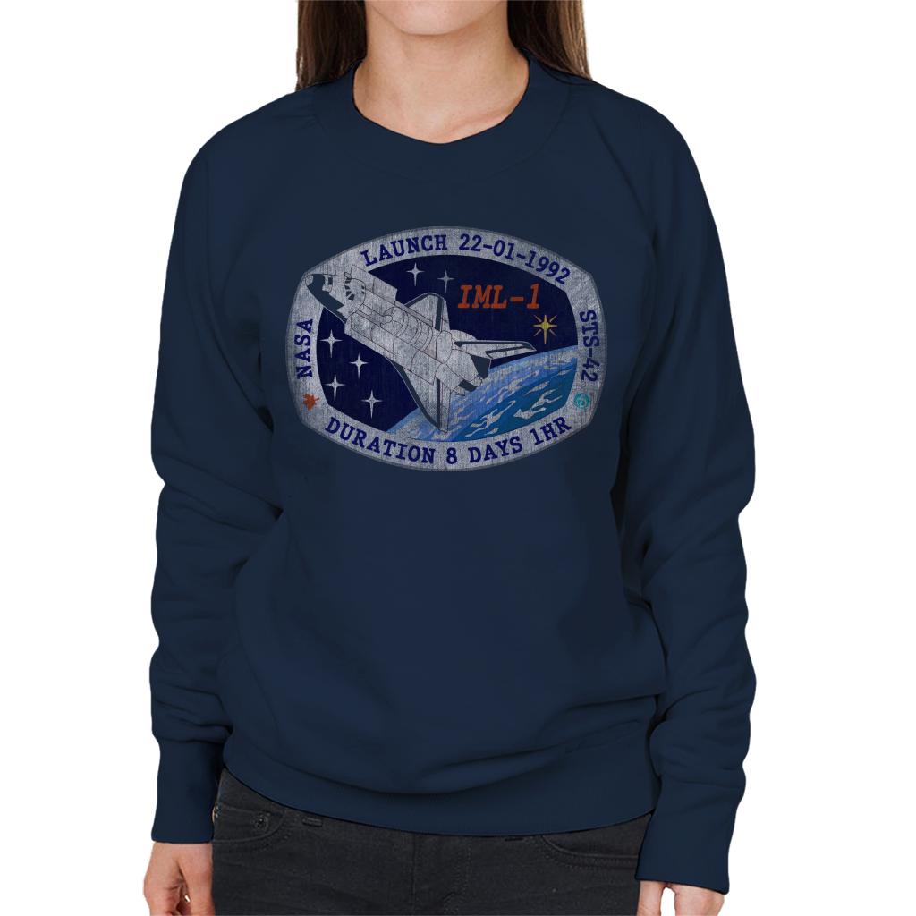 NASA STS 42 Discovery Mission Badge Distressed Women's Sweatshirt-ALL + EVERY