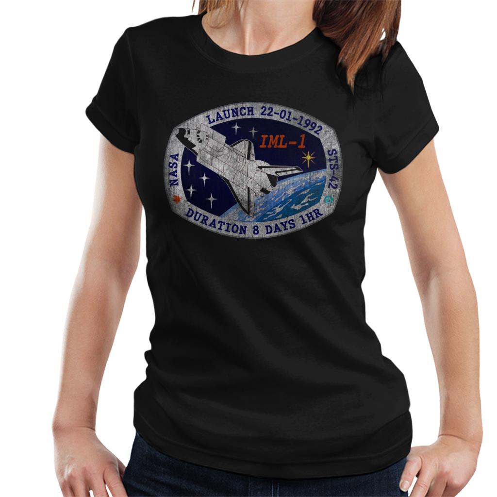 NASA STS 42 Discovery Mission Badge Distressed Women's T-Shirt-ALL + EVERY