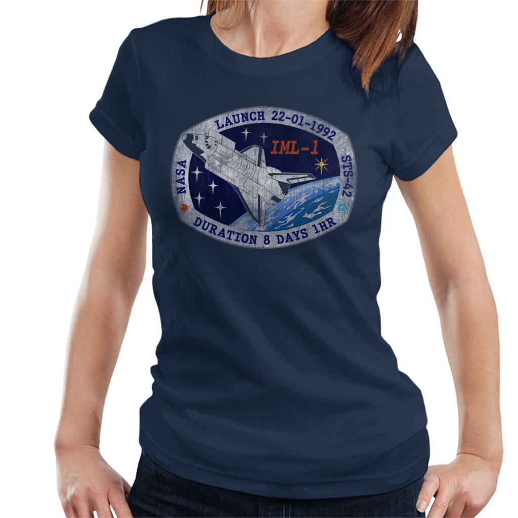 NASA STS 42 Discovery Mission Badge Distressed Women's T-Shirt-ALL + EVERY