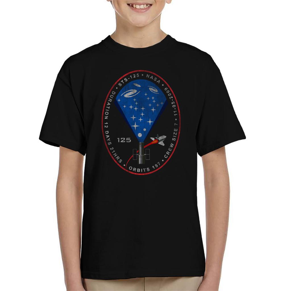 NASA STS 125 Atlantis Mission Badge Distressed Kids T-Shirt-ALL + EVERY