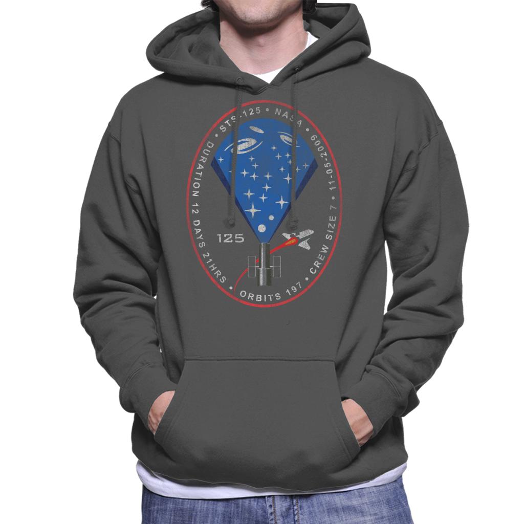 NASA STS 125 Atlantis Mission Badge Distressed Men's Hooded Sweatshirt-ALL + EVERY