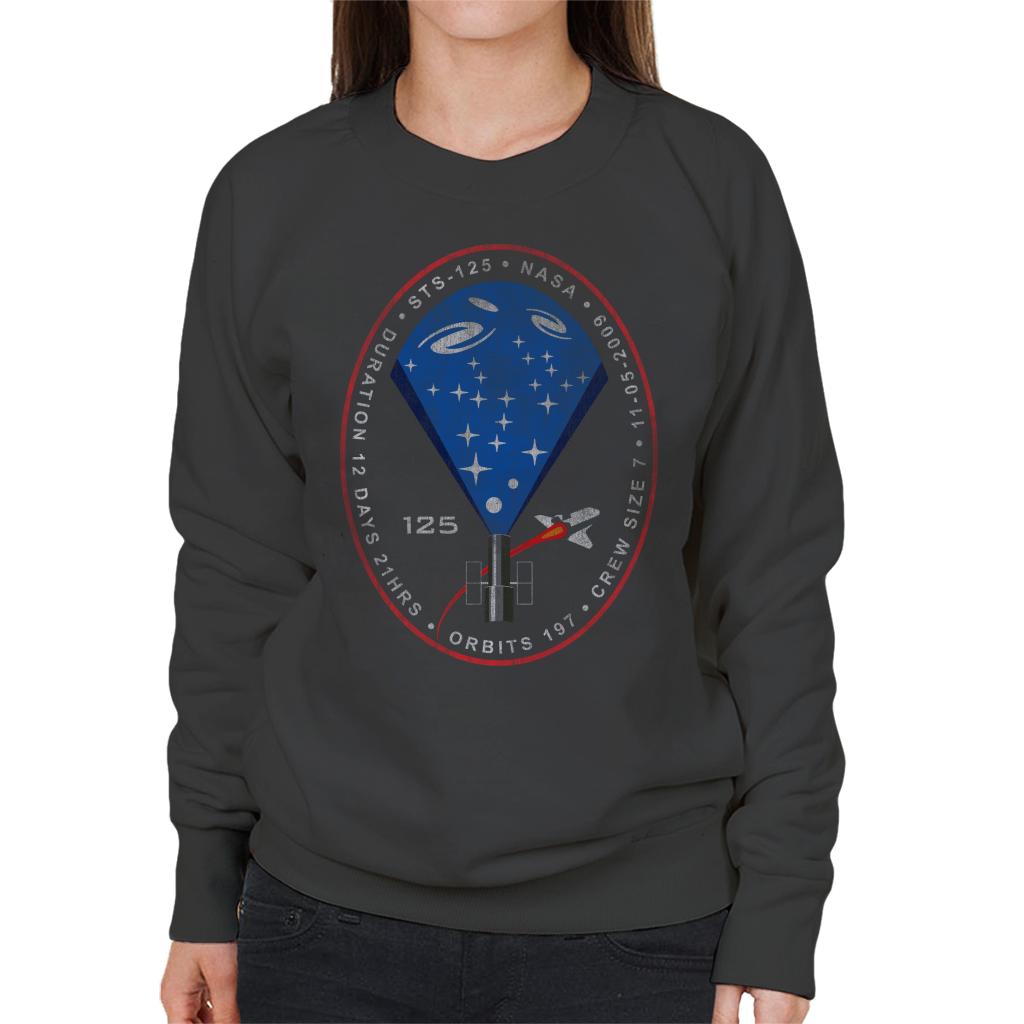 NASA STS 125 Atlantis Mission Badge Distressed Women's Sweatshirt-ALL + EVERY