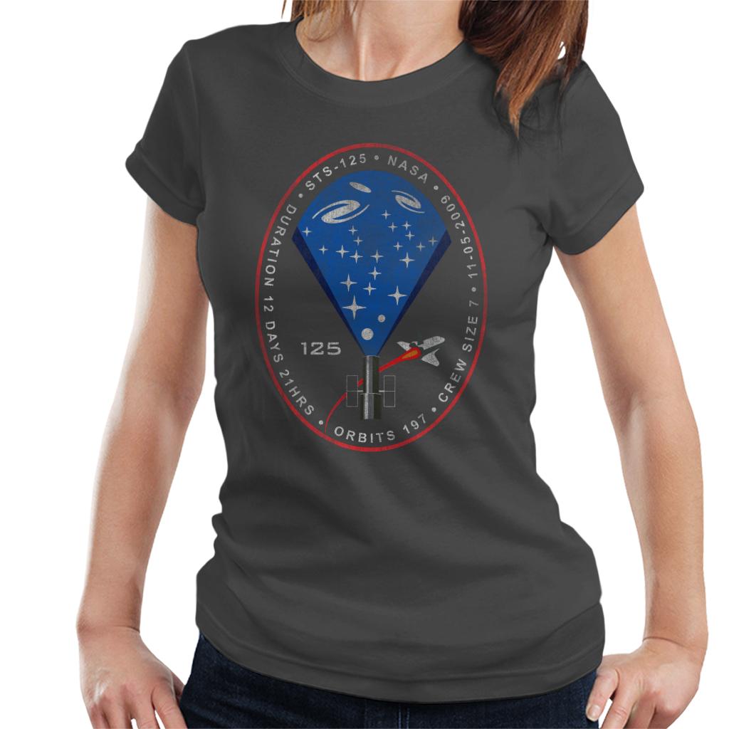 NASA STS 125 Atlantis Mission Badge Distressed Women's T-Shirt-ALL + EVERY