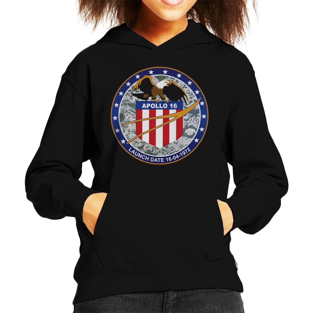 NASA Apollo 16 Mission Badge Kids Hooded Sweatshirt-ALL + EVERY