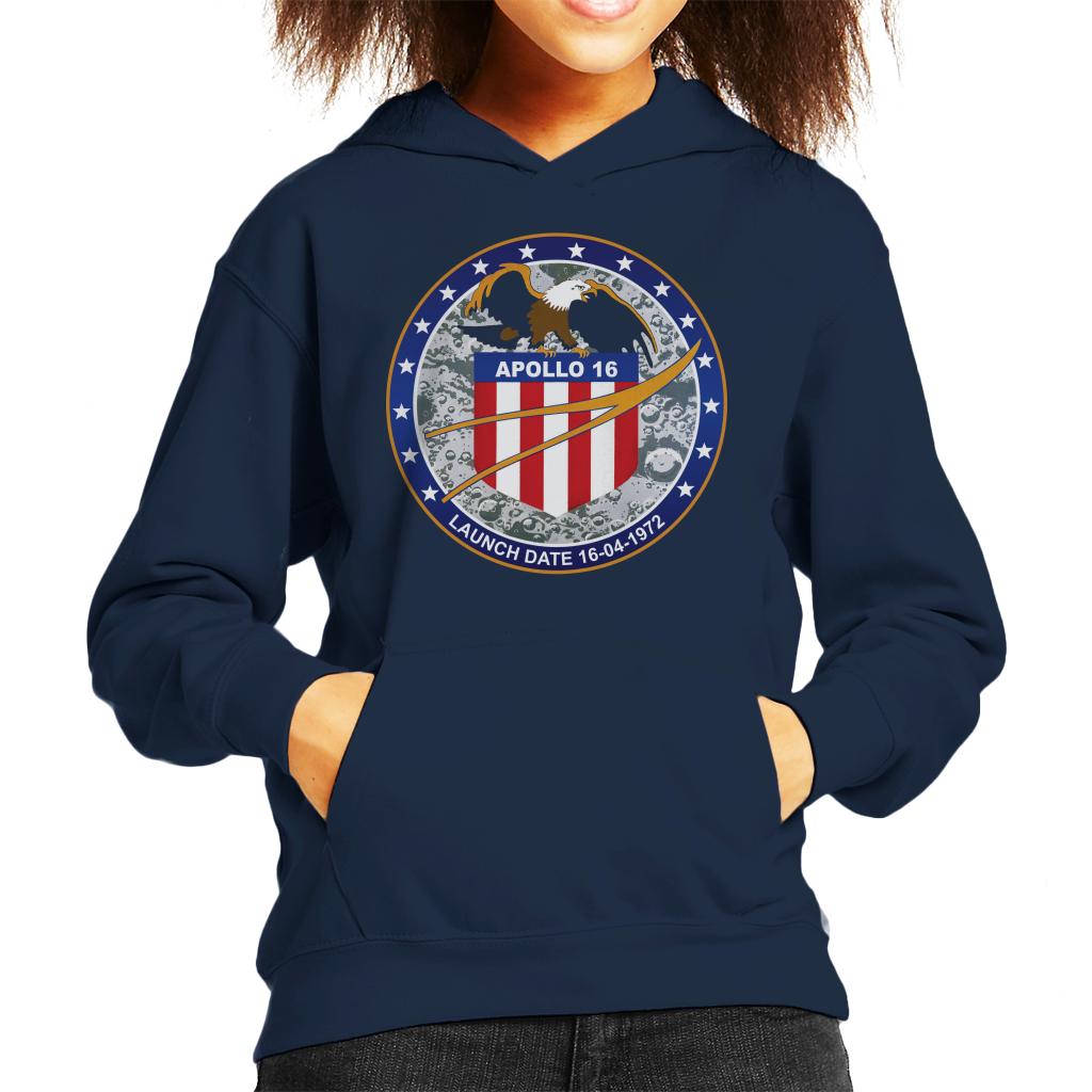 NASA Apollo 16 Mission Badge Kids Hooded Sweatshirt-ALL + EVERY