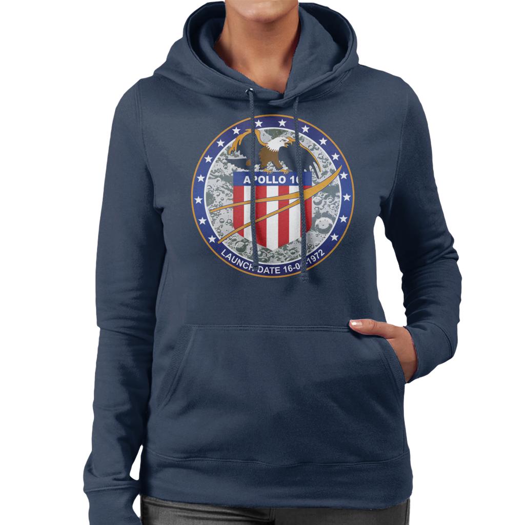 NASA Apollo 16 Mission Badge Women's Hooded Sweatshirt-ALL + EVERY