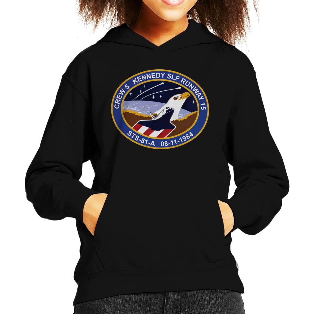 NASA STS 51 A Discovery Mission Badge Kids Hooded Sweatshirt-ALL + EVERY