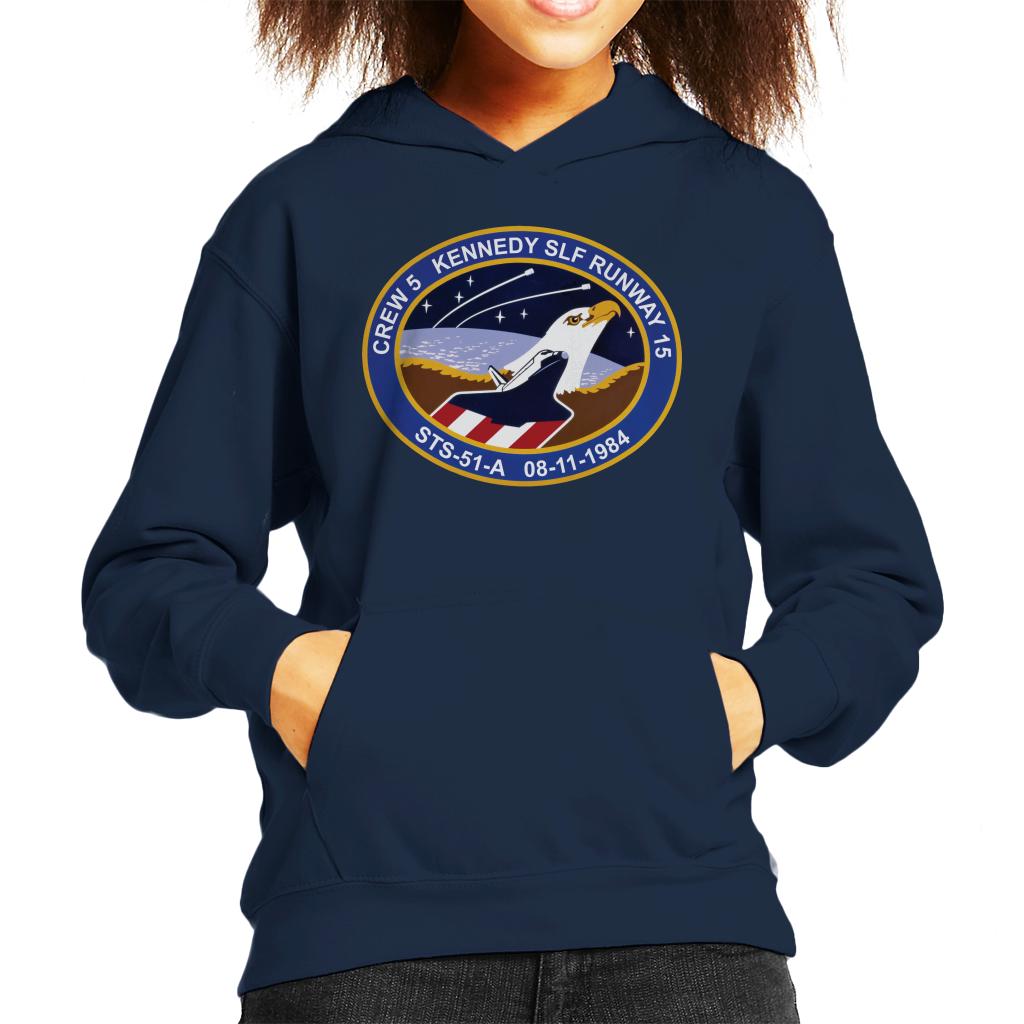 NASA STS 51 A Discovery Mission Badge Kids Hooded Sweatshirt-ALL + EVERY