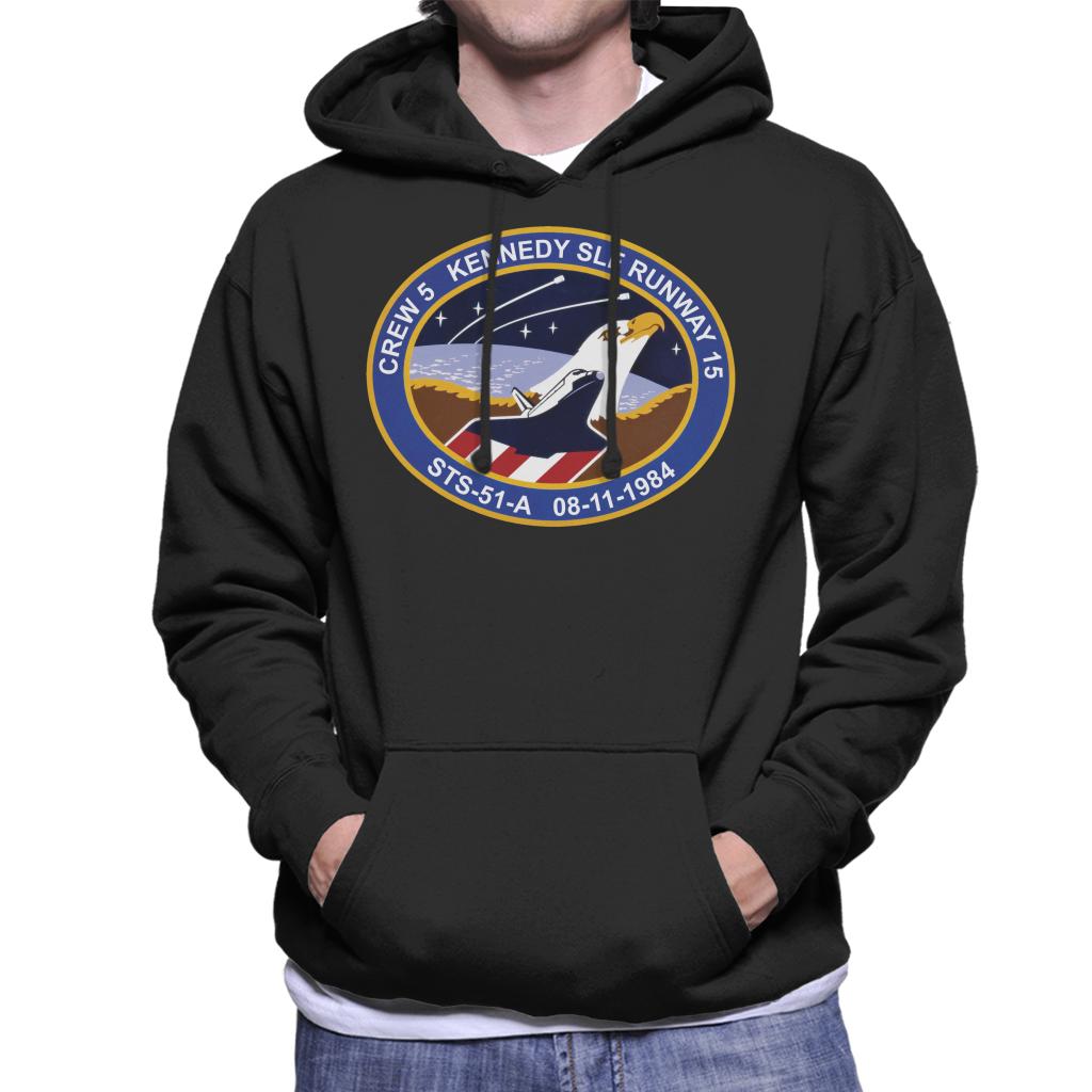 NASA STS 51 A Discovery Mission Badge Men's Hooded Sweatshirt-ALL + EVERY