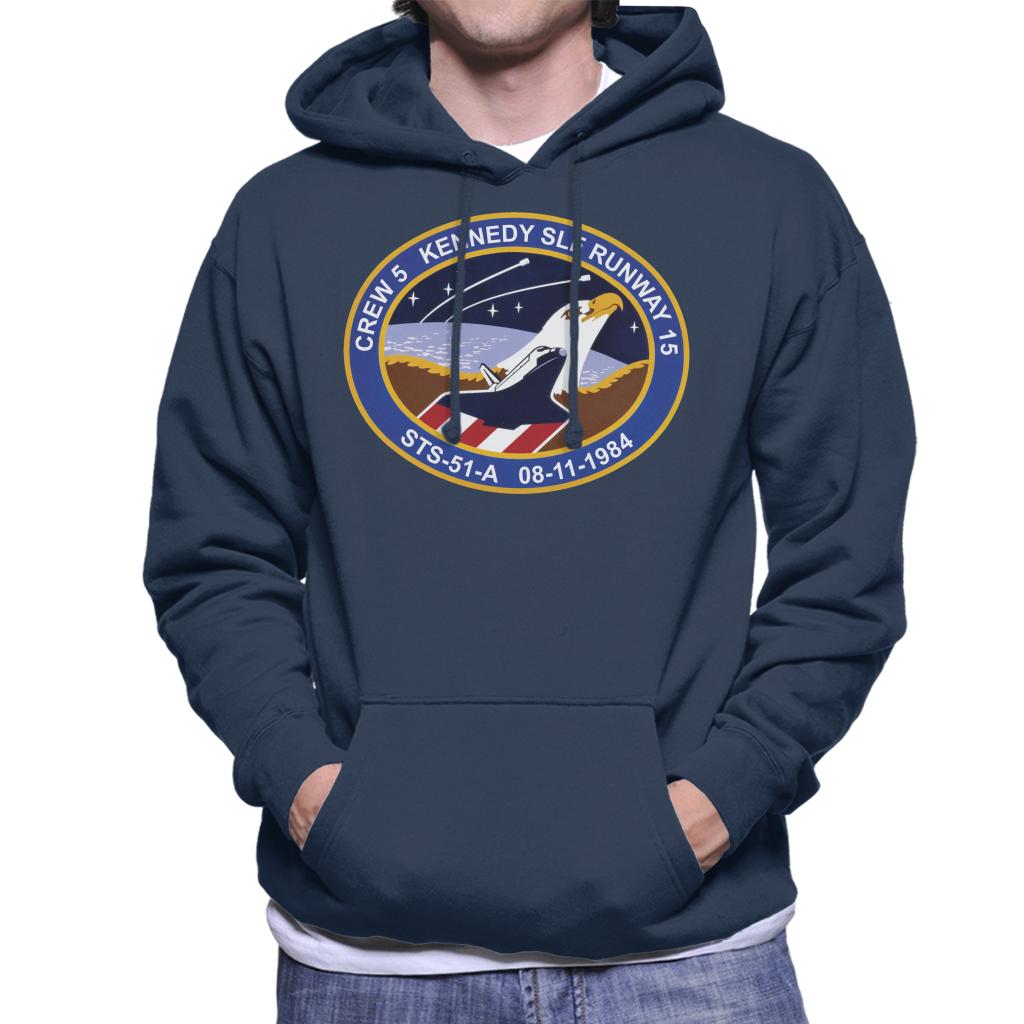 NASA STS 51 A Discovery Mission Badge Men's Hooded Sweatshirt-ALL + EVERY