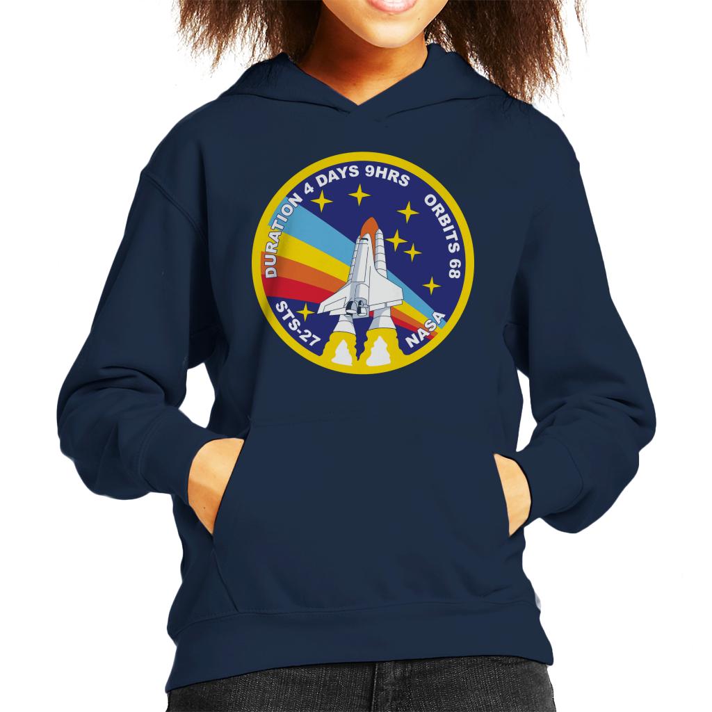 NASA STS 27 Atlantis Mission Badge Kids Hooded Sweatshirt-ALL + EVERY