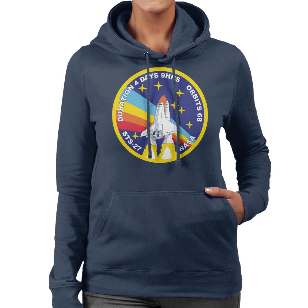 NASA STS 27 Atlantis Mission Badge Women's Hooded Sweatshirt-ALL + EVERY