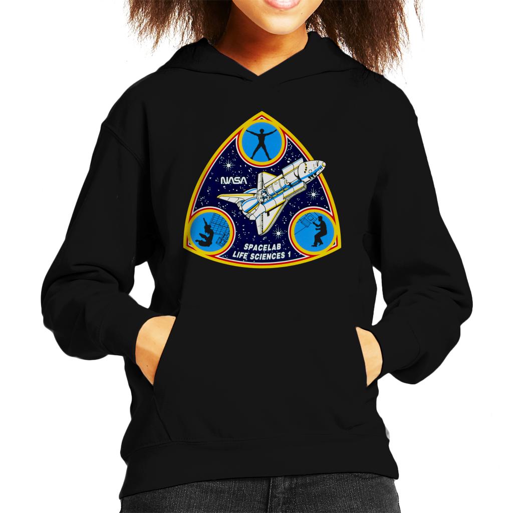 NASA Spacelab Life Sciences 1 Mission Badge Kids Hooded Sweatshirt-ALL + EVERY