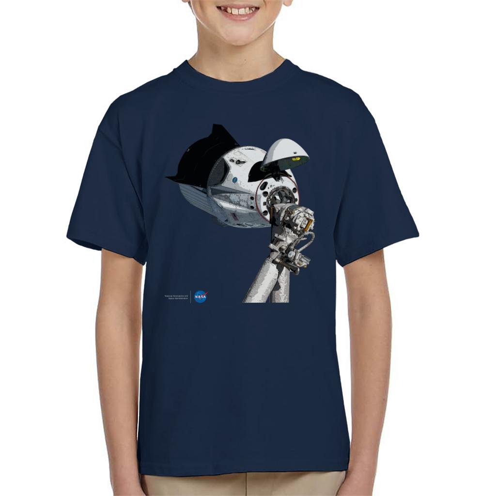 NASA SpaceX Dragon Capsule At The ISS Kid's T-Shirt-ALL + EVERY