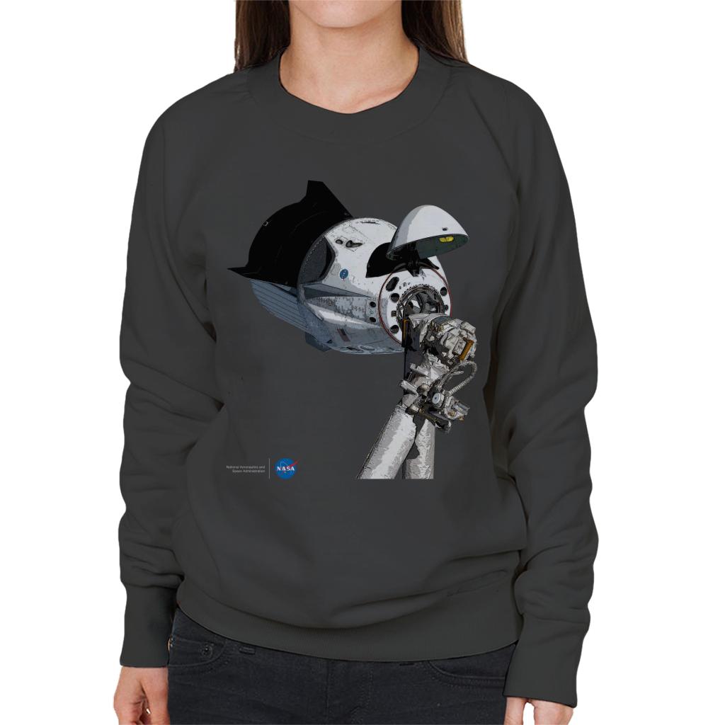 NASA SpaceX Dragon Capsule At The ISS Women's Sweatshirt-ALL + EVERY