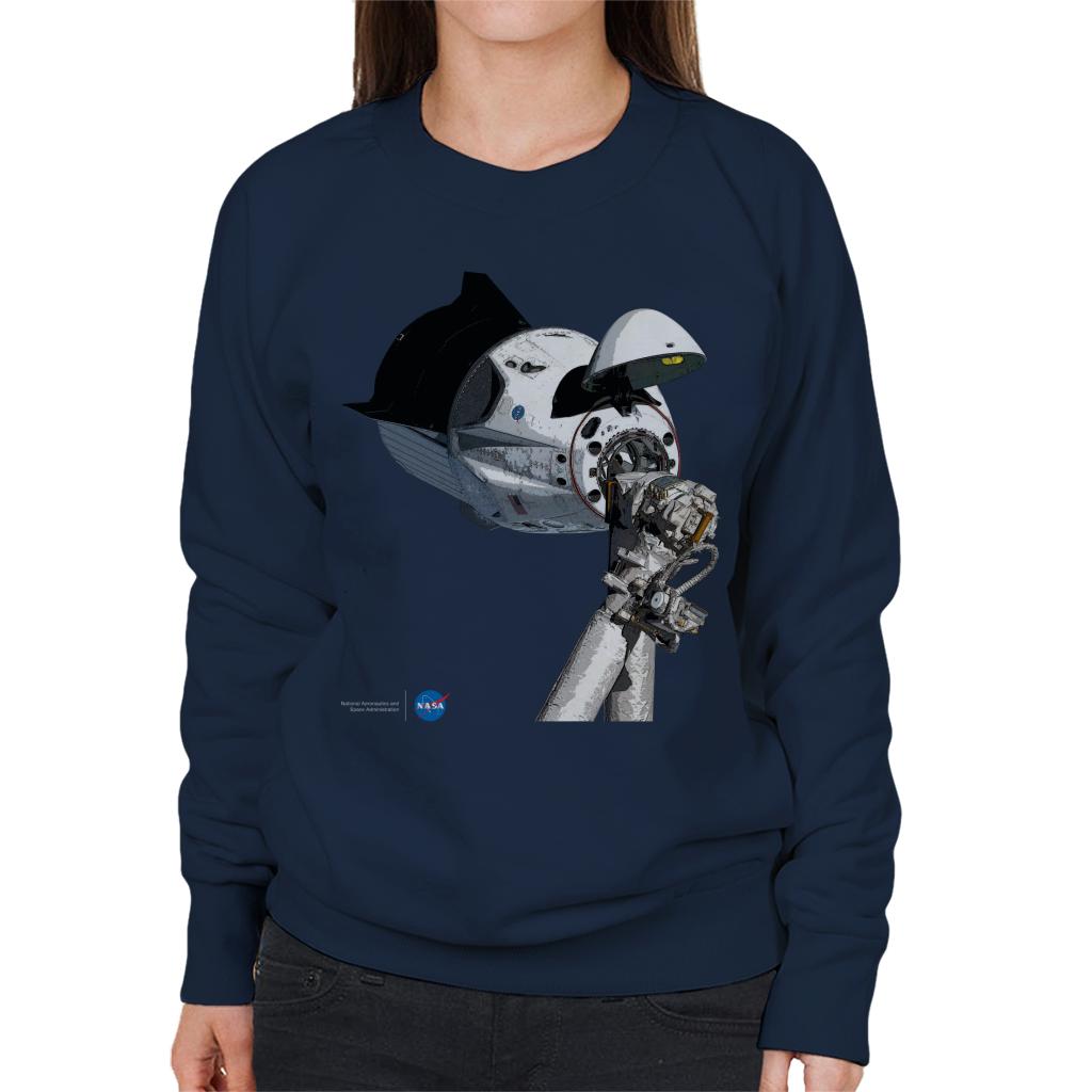 NASA SpaceX Dragon Capsule At The ISS Women's Sweatshirt-ALL + EVERY