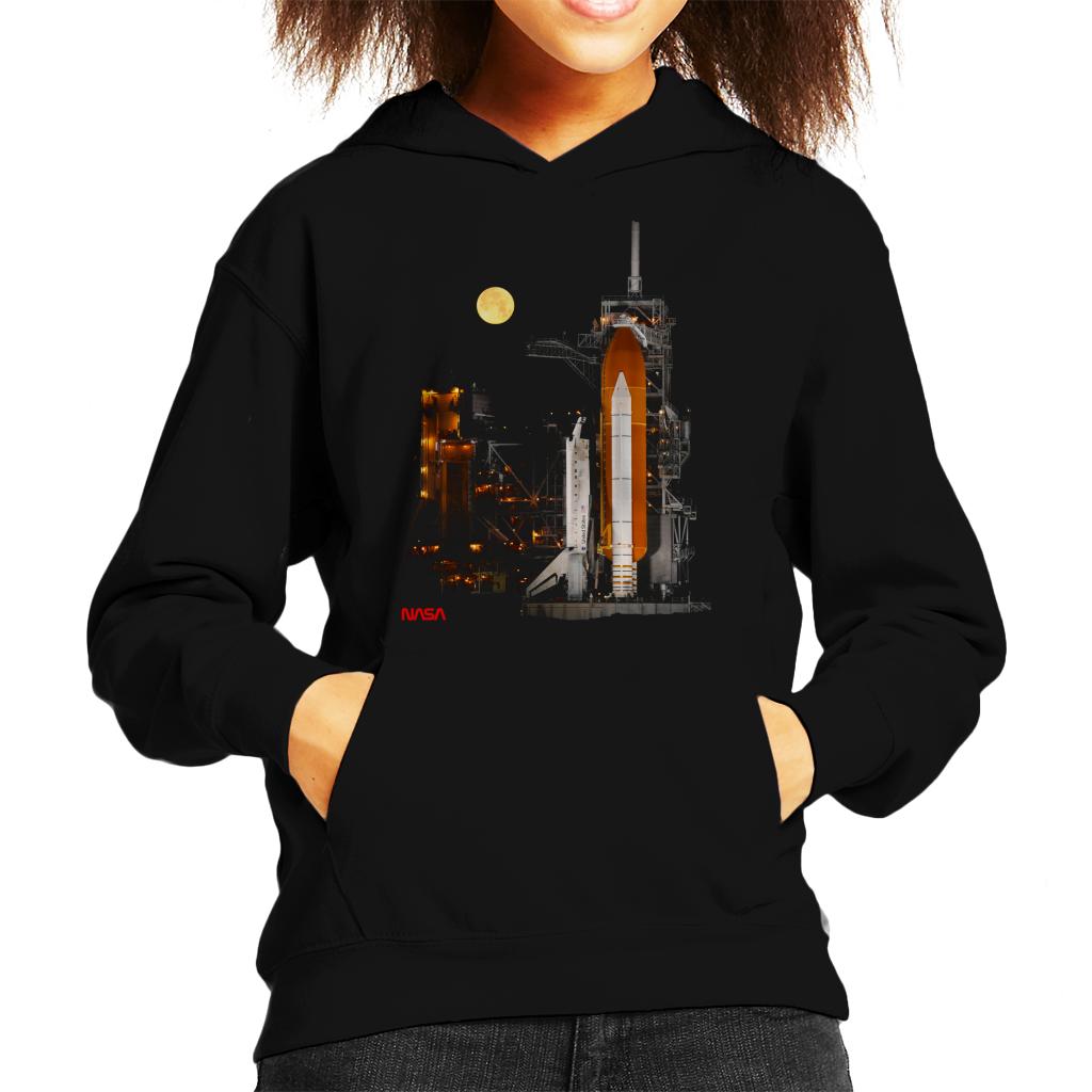 NASA STS 110 Discovery Shuttle At Launch Pad Kid's Hooded Sweatshirt-ALL + EVERY