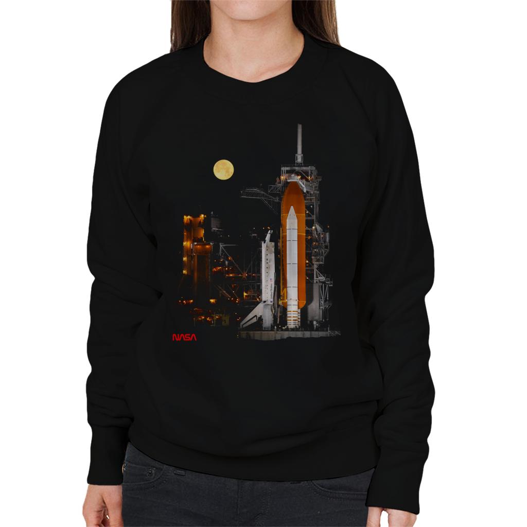 NASA STS 110 Discovery Shuttle At Launch Pad Women's Sweatshirt-ALL + EVERY