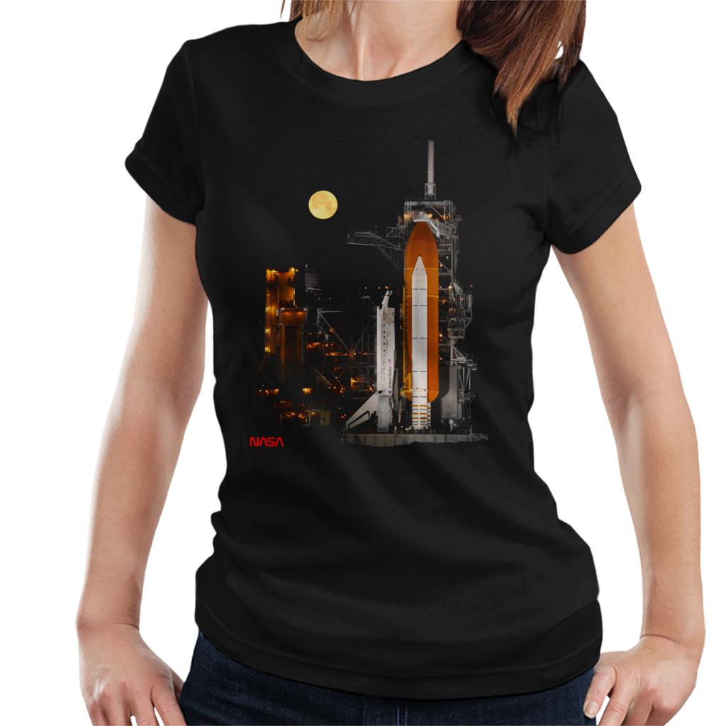 NASA STS 110 Discovery Shuttle At Launch Pad Women's T-Shirt-ALL + EVERY