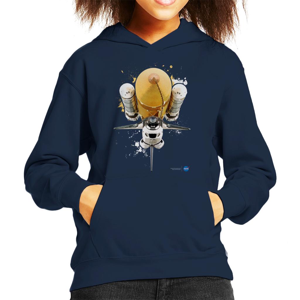 NASA Atlantis Shuttle Paint Splatter Kid's Hooded Sweatshirt-ALL + EVERY