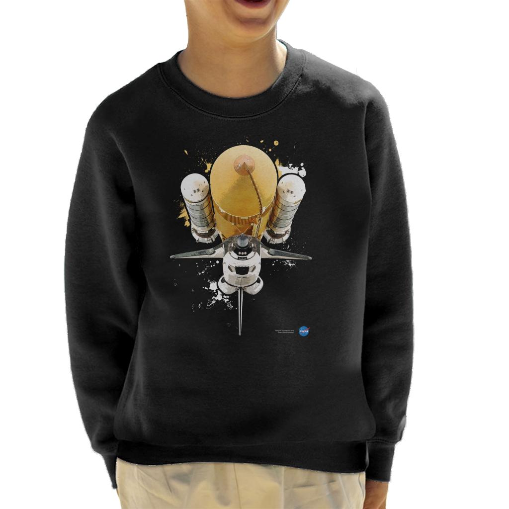 NASA Atlantis Shuttle Paint Splatter Kid's Sweatshirt-ALL + EVERY