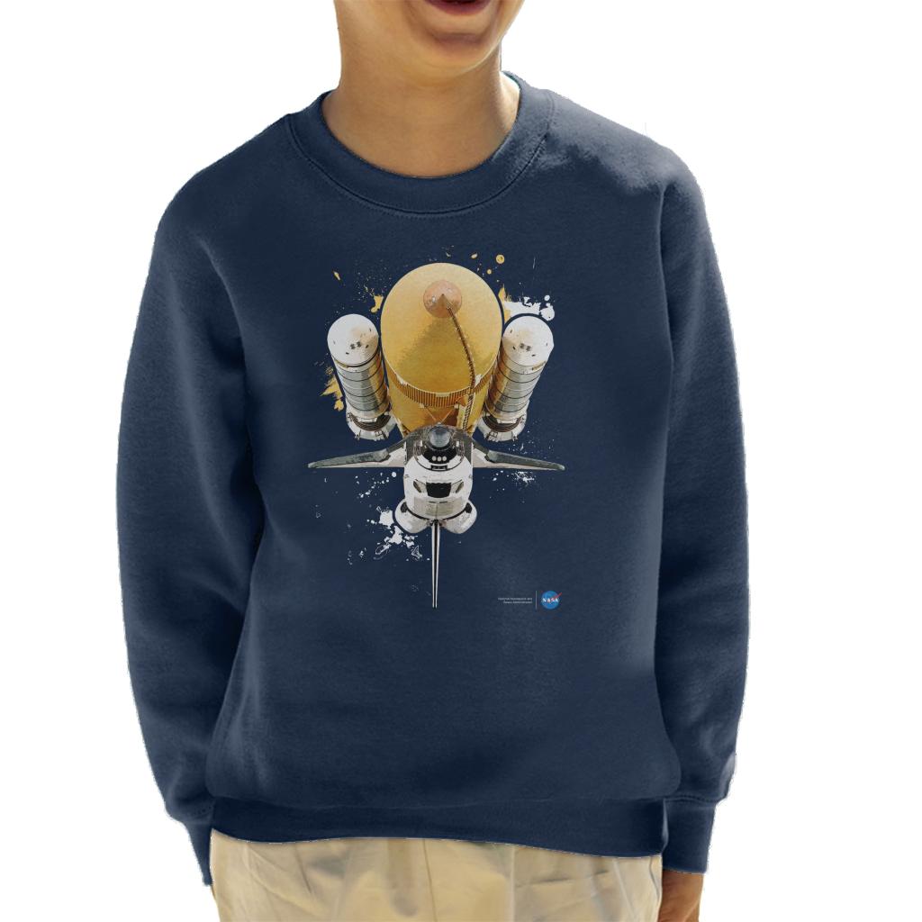 NASA Atlantis Shuttle Paint Splatter Kid's Sweatshirt-ALL + EVERY