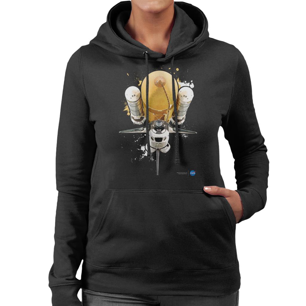 NASA Atlantis Shuttle Paint Splatter Women's Hooded Sweatshirt-ALL + EVERY