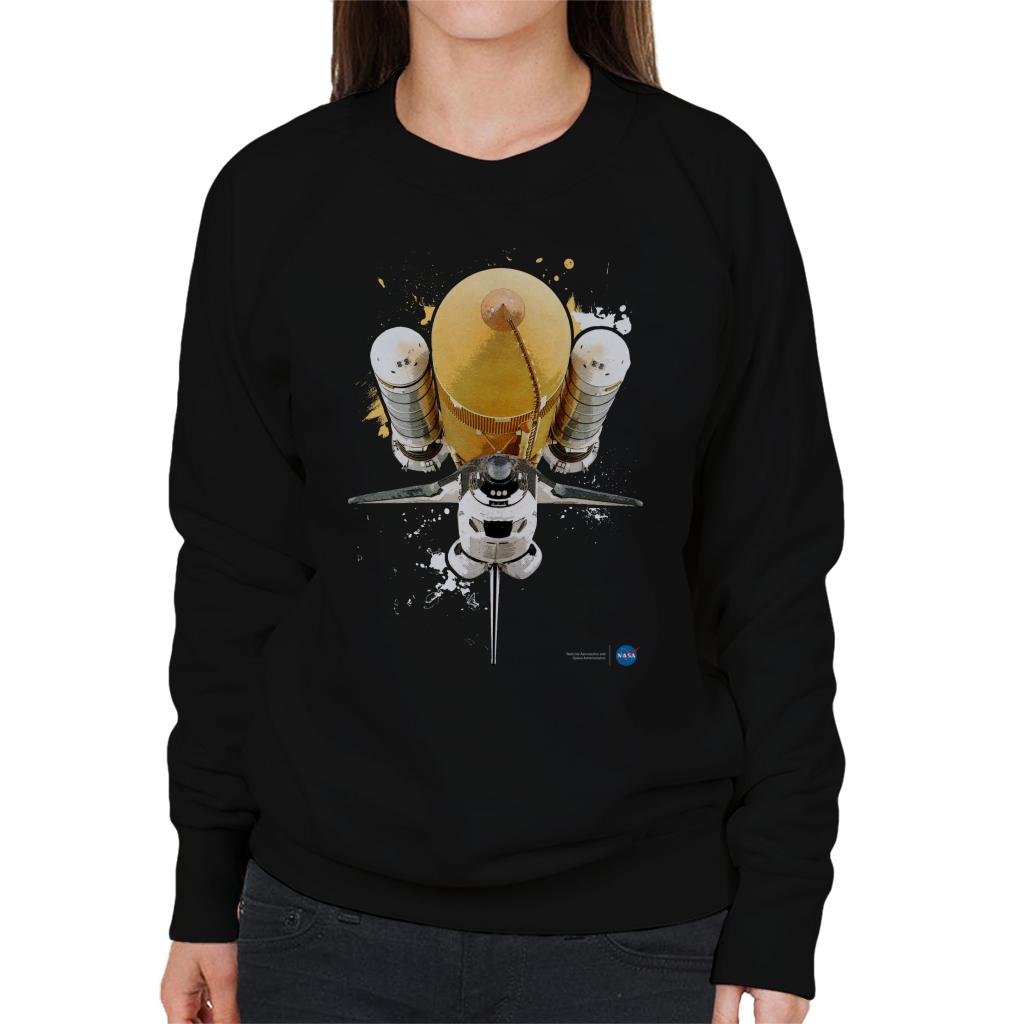 NASA Atlantis Shuttle Paint Splatter Women's Sweatshirt-ALL + EVERY