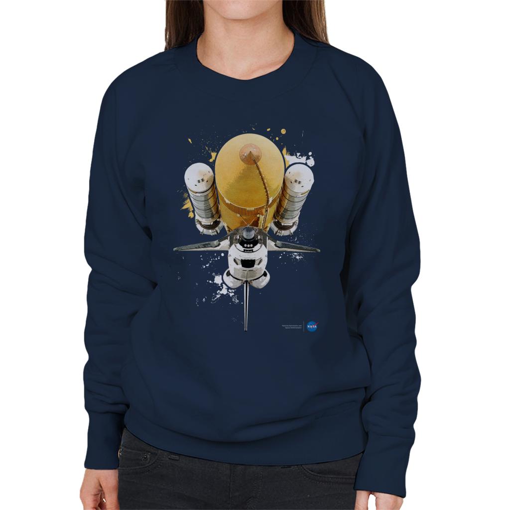 NASA Atlantis Shuttle Paint Splatter Women's Sweatshirt-ALL + EVERY