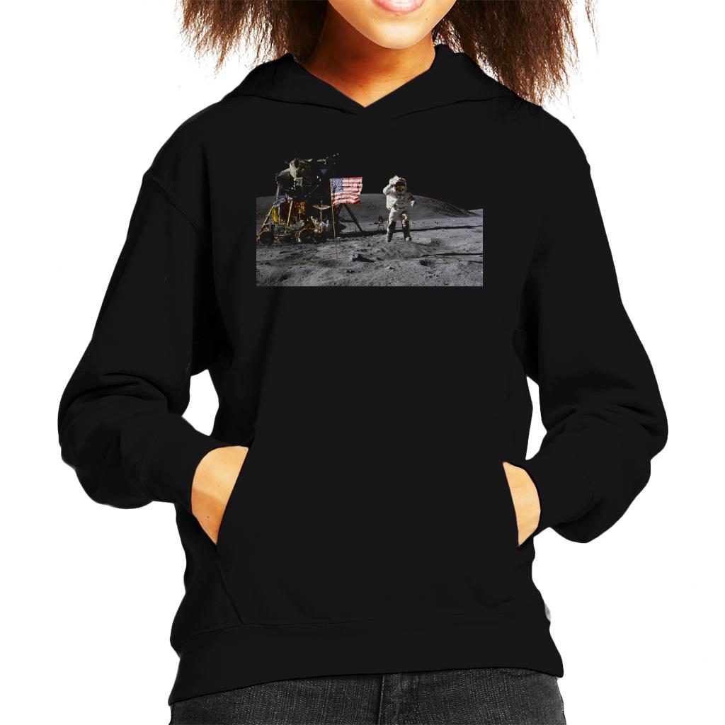 NASA John Young Moon Landing Salute Kids Hooded Sweatshirt-ALL + EVERY